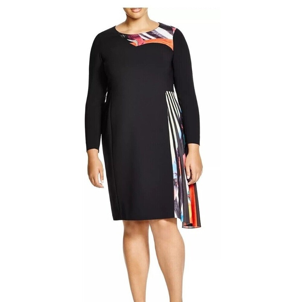 Marina Rinaldi Diametro Print Panel Dress Size 14 US Quiet Luxury Classy NEW - Picture 2 of 16
